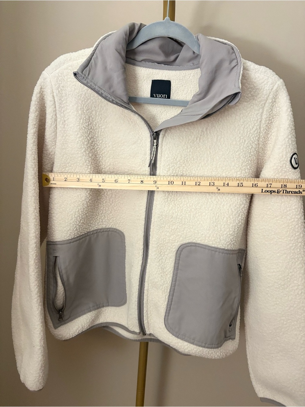 Women’s Vuori Cream Alpine Sherpa Zip Jacket with Light Gray Trim - Picture 6 of 6